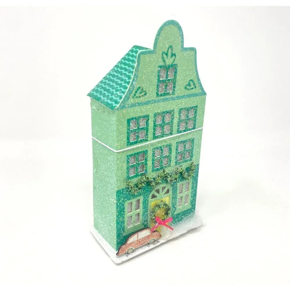 Target Lit LED Paper House Christmas Village Building Wondershop™ Green Glitter